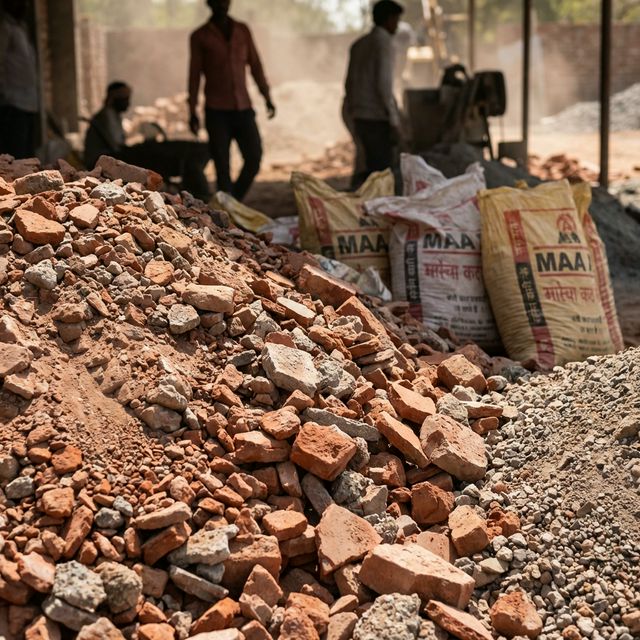 Brick chips and rubble